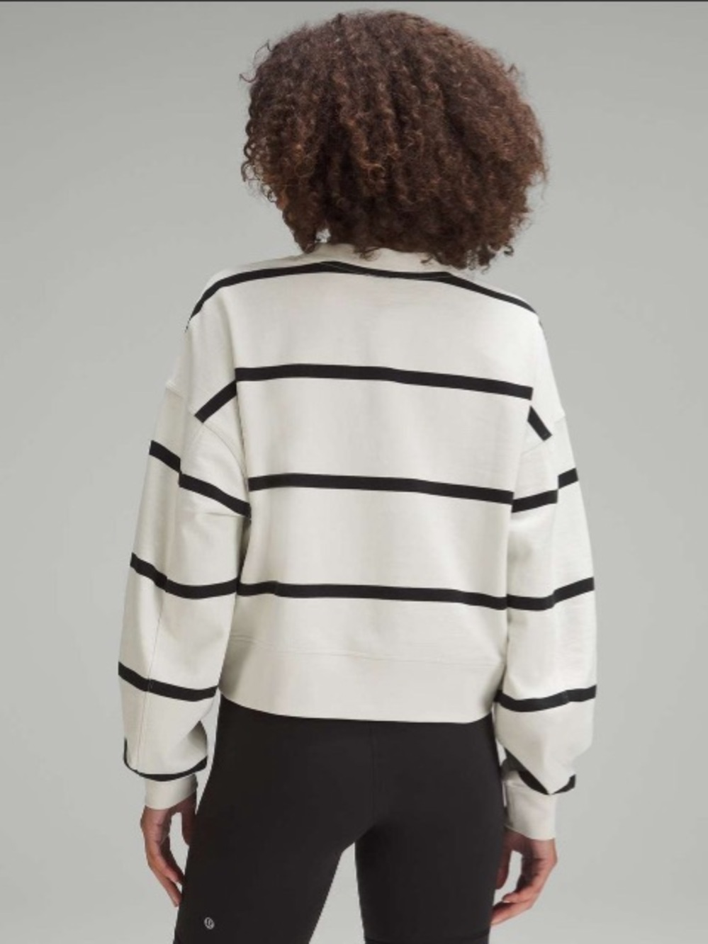lululemon athletica Cream and Black perfectly oversized cropped crew Sweatshirt - Picture 2 of 6